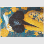 イエロースタンダードブラックプードルポートレートデコパージュ 薄葉紙 (正面)