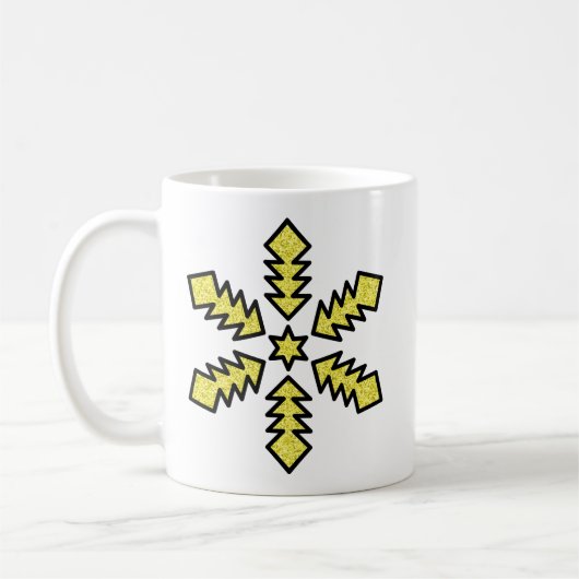 イエロースターのキラキラ雪の結晶 コーヒーマグカップ (左)