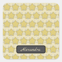 イエロースターアップリケパッチワーク スクエアシール