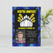 イエロースターズ写真ボーリングパーティー誕生日 招待状 (スタンド正面)