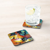 イエロースターベツレヘムの花の水彩画アート コースター (右側)