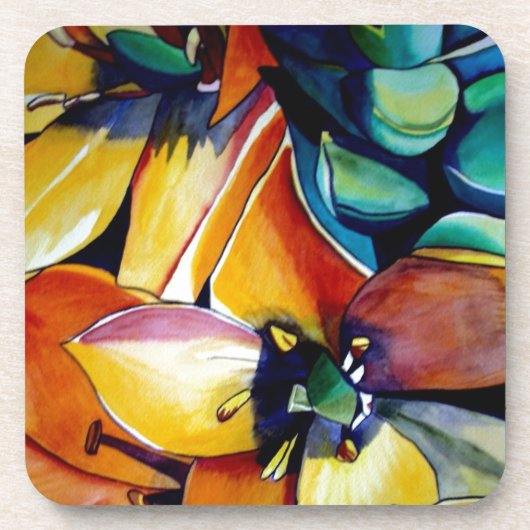 イエロースターベツレヘムの花の水彩画アート コースター (正面)