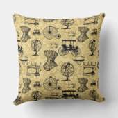 イエロースチームパンクパターン装飾用クッション クッション (裏面)