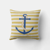 イエローストライプの航海の装飾用クッションブルーいかり クッション (裏面)