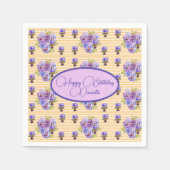 イエローストライプシャビーシックフローラサービエットナプキンス スタンダードカクテルナプキン (正面)