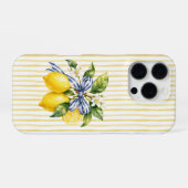 イエローストライプスブルーボウレモンブロッサム iPhoneケース (裏面横)
