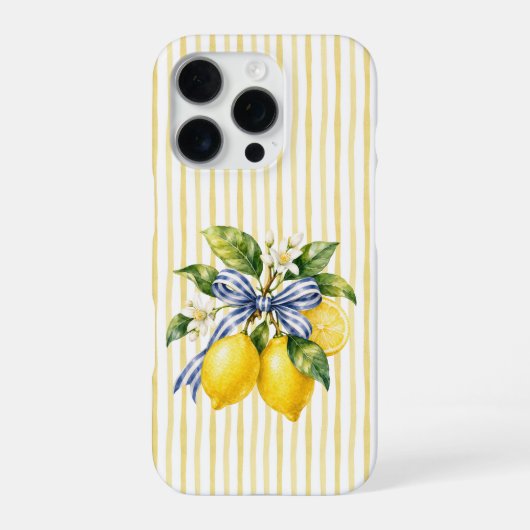 イエローストライプスブルーボウレモンブロッサム iPhoneケース (裏面)