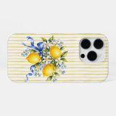 イエローストライプスブルーレモン iPhoneケース (裏面横)