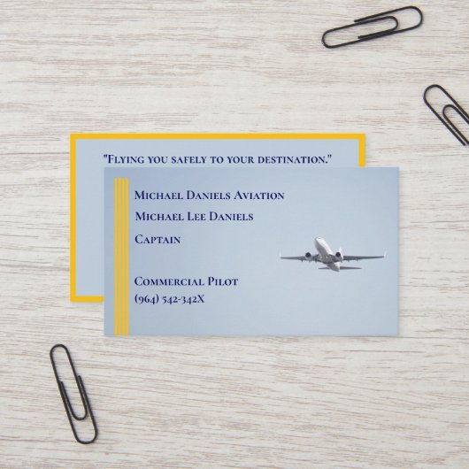 イエローストライプズ商業機機船長パイロット 名刺 (正面/裏面インサイチュ)