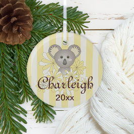 イエローストライプベビーかわいいコアラキッズ ガラスオーナメント