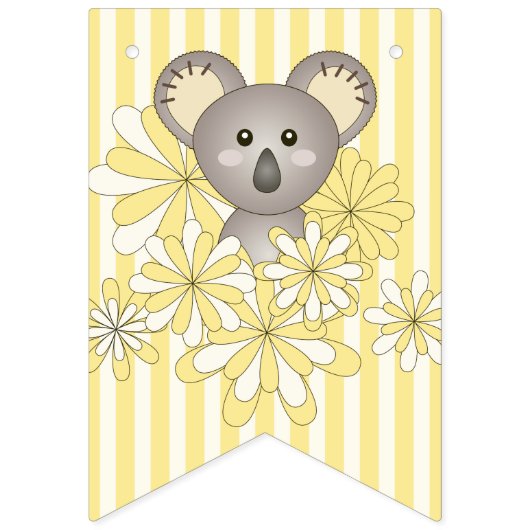 イエローストライプベビーかわいいコアラ子供の誕生日 バンティングフラッグ (第1の旗)
