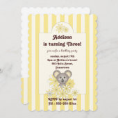 イエローストライプベビーコアラ子供の誕生日招待状 招待状 (正面/裏面)