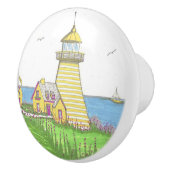 イエローストライプライトハウスセラミックドアノブ セラミックノブ (右)