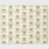 イエローストライプ子供の誕生日コアラベビーシャワー ラッピングペーパー (フラット)