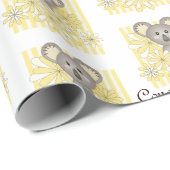 イエローストライプ子供の誕生日コアラベビーシャワー ラッピングペーパー (ロールコーナー)