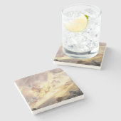 イエローストーンに虹、モラン 1900年 ストーンコースター (横)