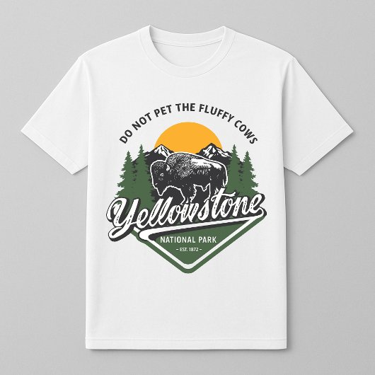 イエローストーンのふわふわ牛に触らないで バイソン Tシャツ