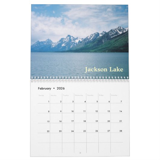 イエローストーンのカレンダーの壮大なTetons カレンダー (2月 2026)