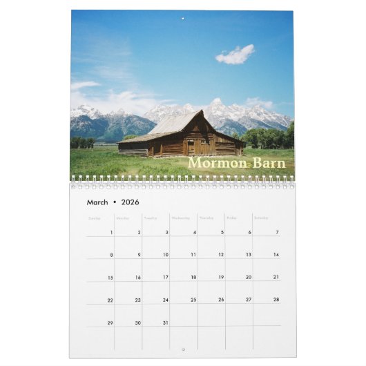 イエローストーンのカレンダーの壮大なTetons カレンダー (3月 2026)