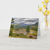 イエローストーンのバイソン カード (黄色い花)