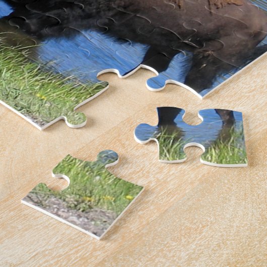 イエローストーンのバッファローの記念品 ジグソーパズル (側面)