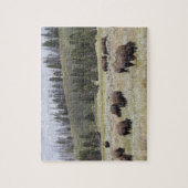 イエローストーンのヘイデン渓谷のバイソン ジグソーパズル (縦)