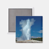 イエローストーンの古い忠実な風景写真 マグネット (正面/裏面)