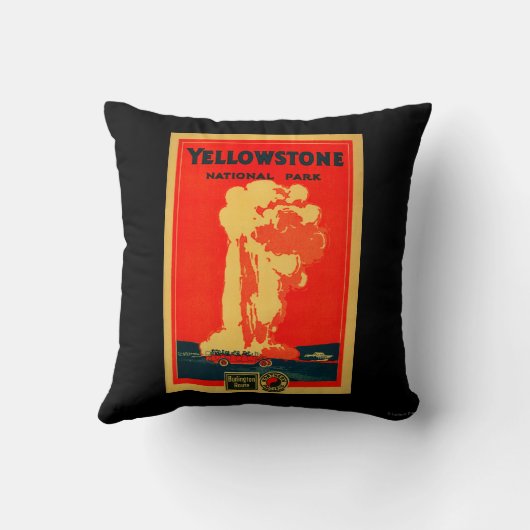 イエローストーンの古く忠実な広告ポスター クッション (裏面)