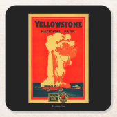 イエローストーンの古く忠実な広告ポスター スクエアペーパーコースター (正面)