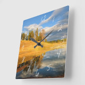 イエローストーンの景色 スクエア壁時計 (傾斜)