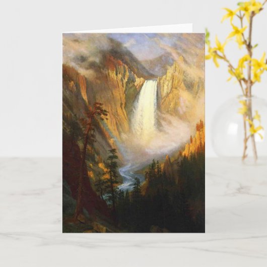 イエローストーンの滝の挨拶状の挨拶状 カード (黄色い花)