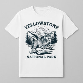 イエローストーンの狼と滝 Tシャツ