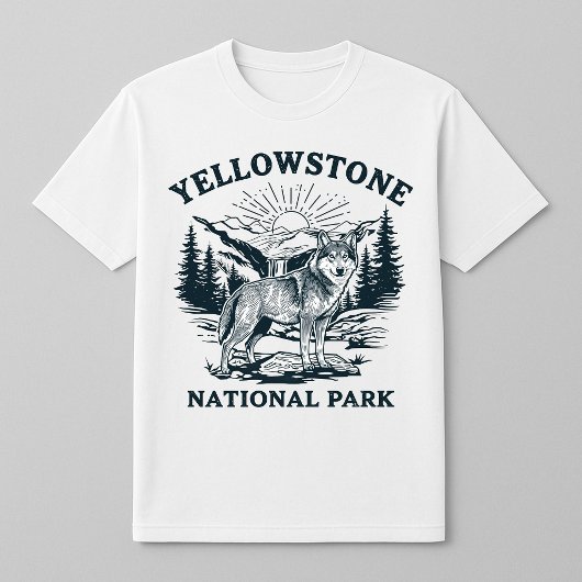 イエローストーンの狼と滝 Tシャツ