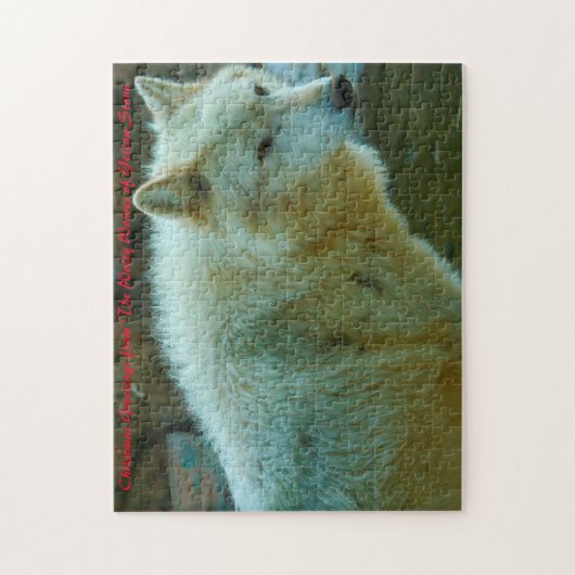 イエローストーンの狼。クリスマスの挨拶 ジグソーパズル (縦)