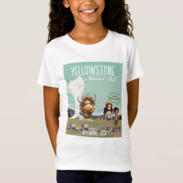 イエローストーンの面白い子供とバイソン・バッファローのTシャツ Tシャツ