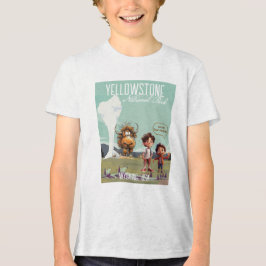 イエローストーンの面白い子供バイソン・バッファローTシャツ トライブレンドＴシャツ