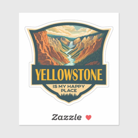 イエローストーンは私のハッピープレイス国立公園芸術 シール (シート)