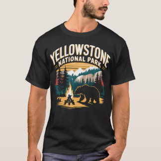 イエローストーンアメリカ国立公園オオカミバイソン熊 Tシャツ