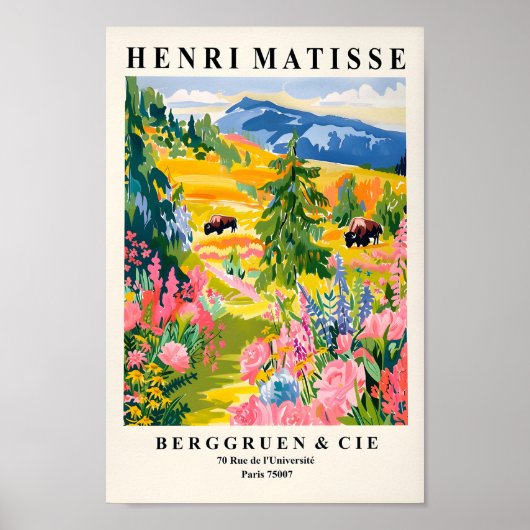 イエローストーンイラストレーション国立公園ポスターMa ポスター (正面)