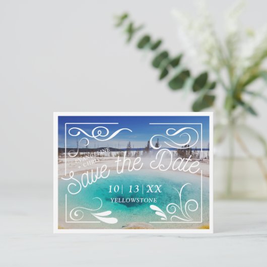イエローストーンウェディング日付ポストカードの保存 ポストカード (スタンド正面)