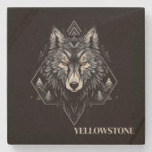 イエローストーンウルフサンドストーンコースター ストーンコースター (正面)
