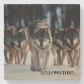 イエローストーンウルフサンドストーンコースター ストーンコースター (正面)