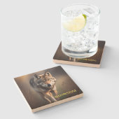 イエローストーンウルフサンドストーンコースター ストーンコースター (横)