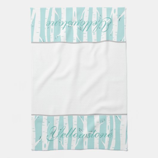 イエローストーンキッチンタオル《植物》アスペンツリーズアクア キッチンタオル (縦)