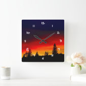 イエローストーンサンセット スクエア壁時計 (ホーム)