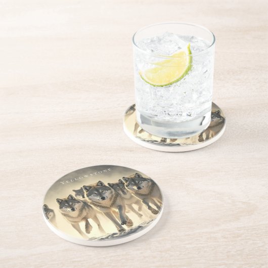 イエローストーンサンドストーンコースターウルフ コースター (側面)