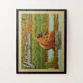 イエローストーンジグソーパズルナショナルパークベアレトロ ジグソーパズル (縦)