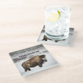 イエローストーンスノーウィー水牛のお土産ガラスコースター ガラスコースター (アングル)