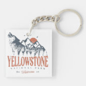 イエローストーンナショナルパークウルフマウンテンズヴィンテージ キーホルダー (裏面)