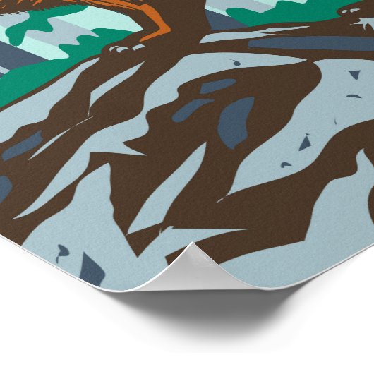 イエローストーンナショナルパークウルベリンヴィンテージ ポスター (角)